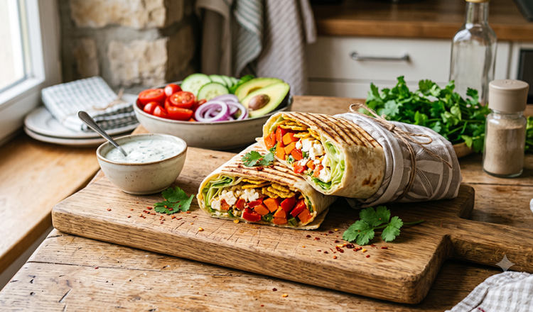 Crunchy Gemüse-Wrap mit Feta